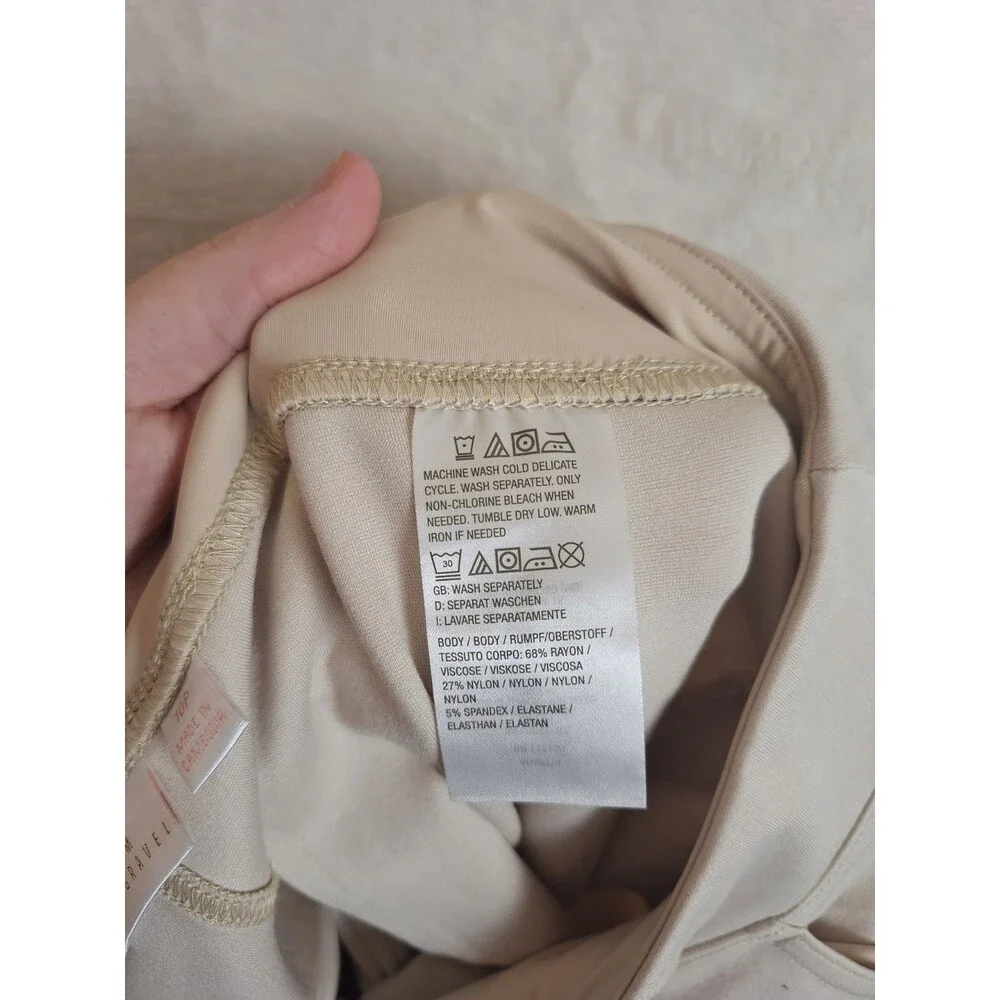 Belle Kim Gravel Petite Crop Ponte Pants Tan Womens 10 Pull On Pockets
